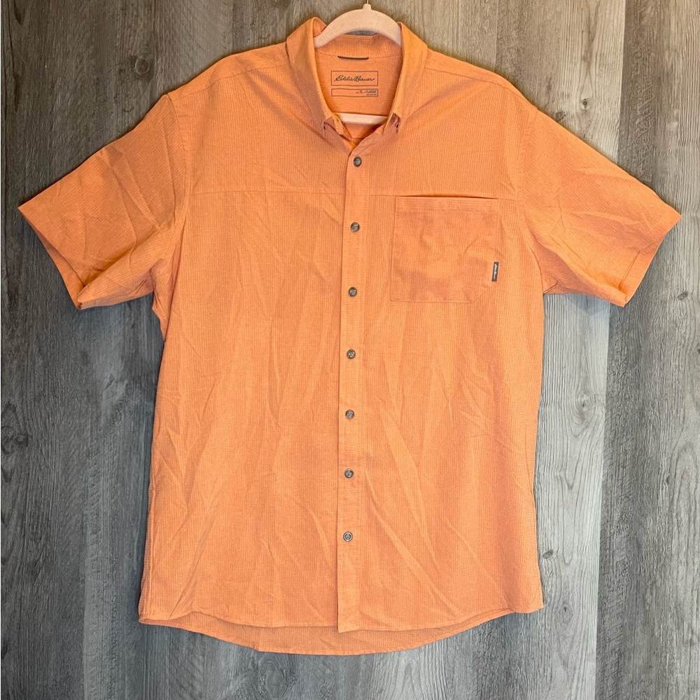 Eddie Bauer Men's Casual Orange Button Down Shirt